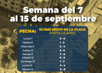 Pico y placa temporal: programación del 7 al 15 de septiembre