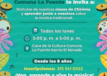 La música llega a la Casa de la Cultura de la comuna La Fuente con taller de chirimía