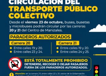 Transporte público colectivo retomará sus recorridos por las carreras 20 y 21 del Centro de Manizales